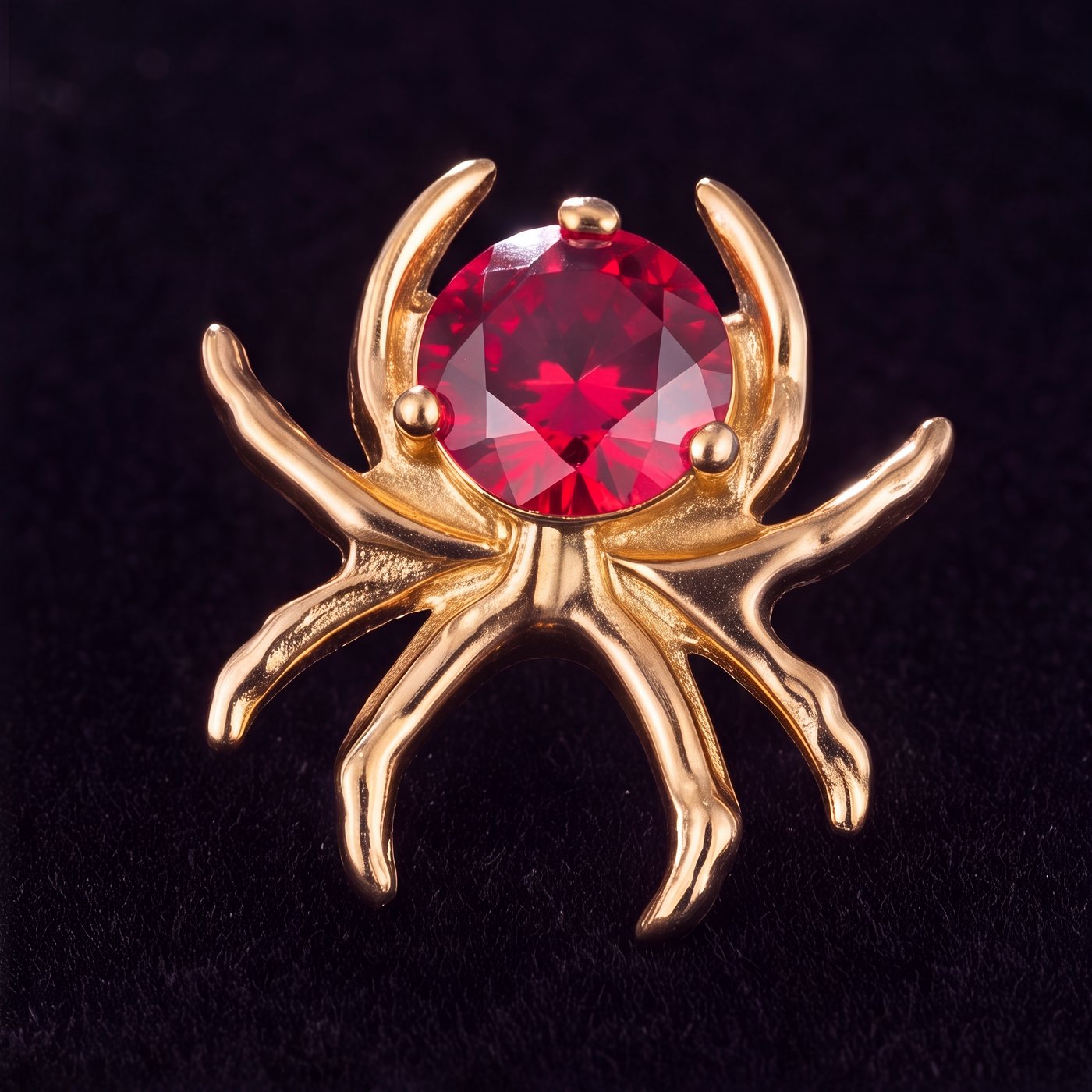 Antares — A gold spider with a garnet heart