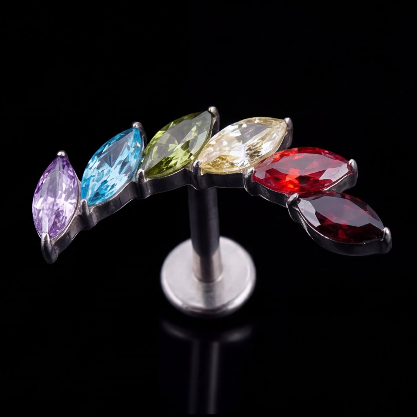 Aurora — Six marquise stones in a rainbow arc