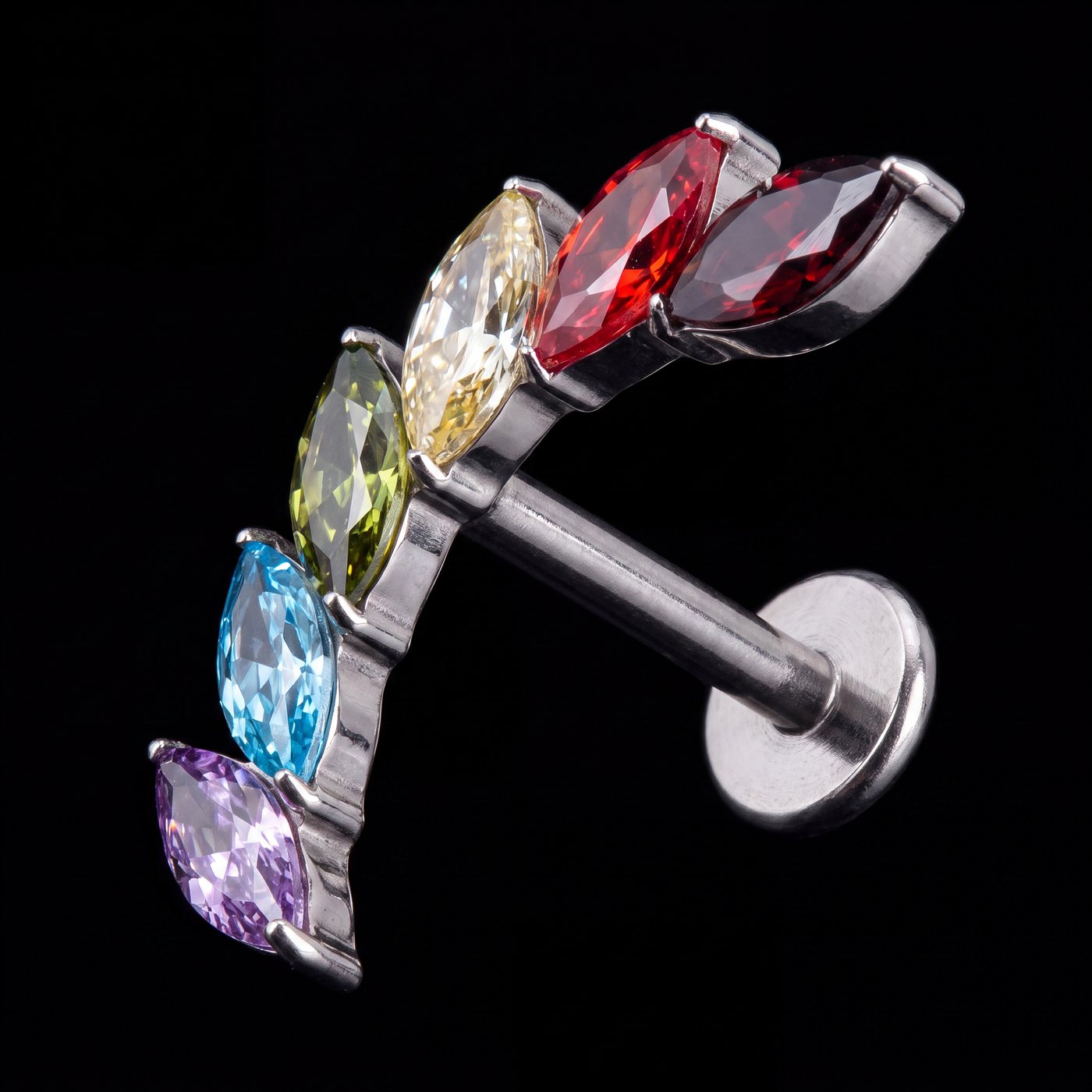 Aurora — Six marquise stones in a rainbow arc