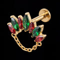 Holly — Green & garnet marquise, chained in gold