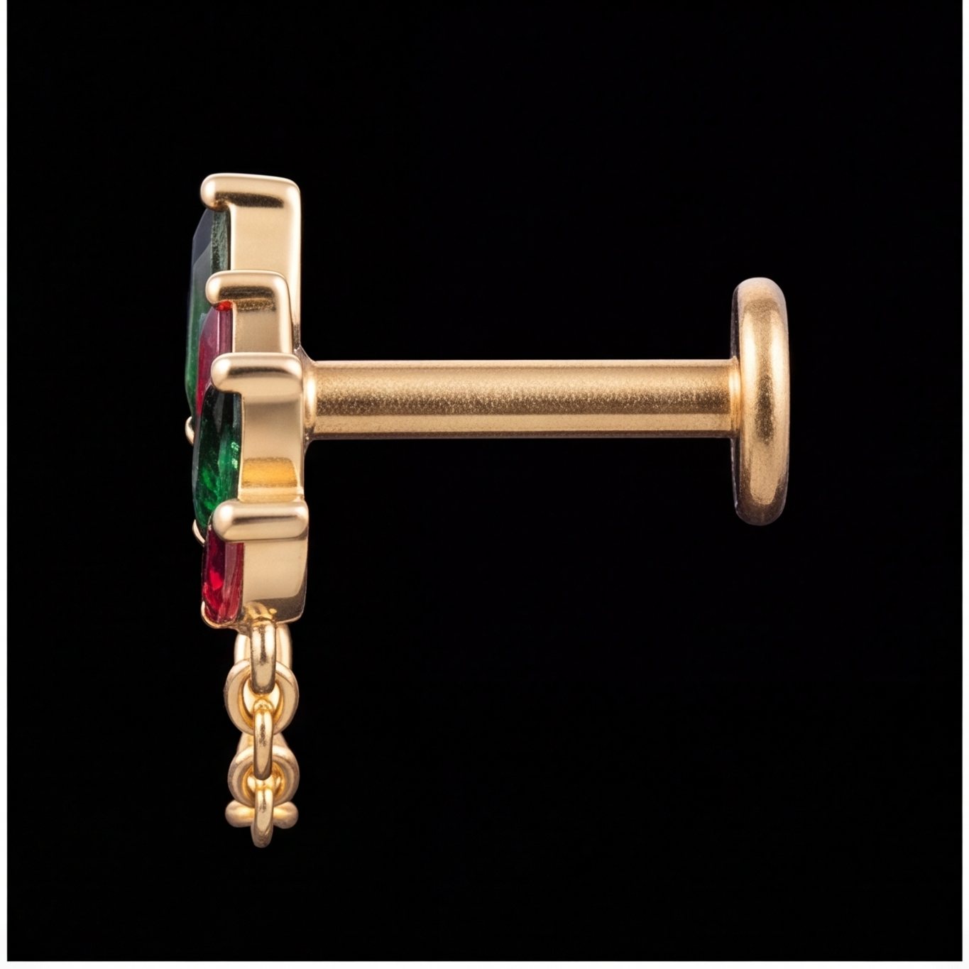 Holly — Green & garnet marquise, chained in gold