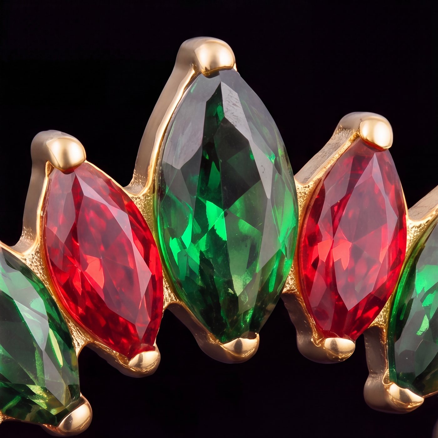 Holly — Green & garnet marquise, chained in gold