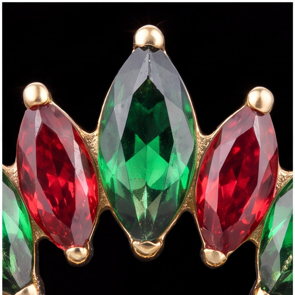 Holly — Green & garnet marquise, chained in gold