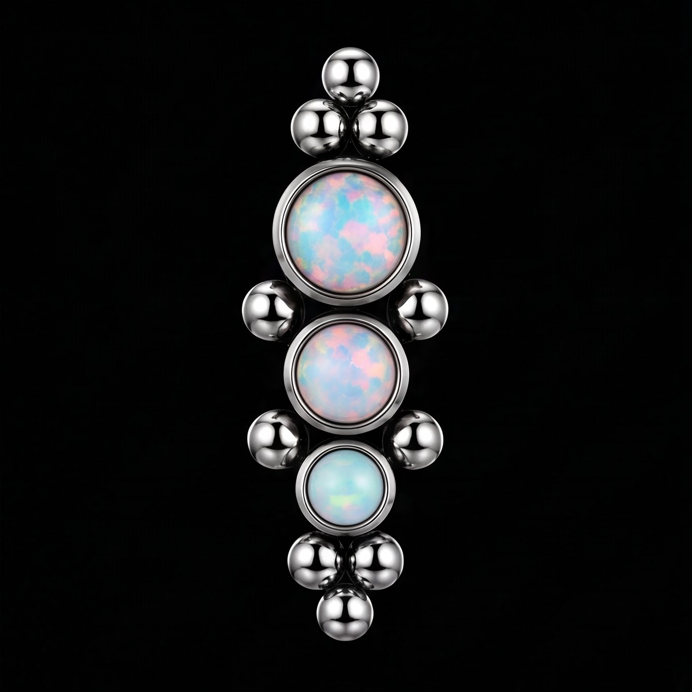 Iris — Three opals descending in titanium
