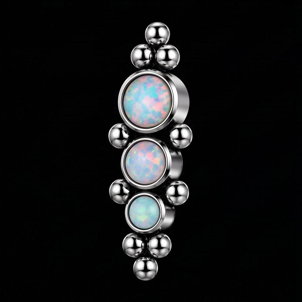 Iris — Three opals descending in titanium