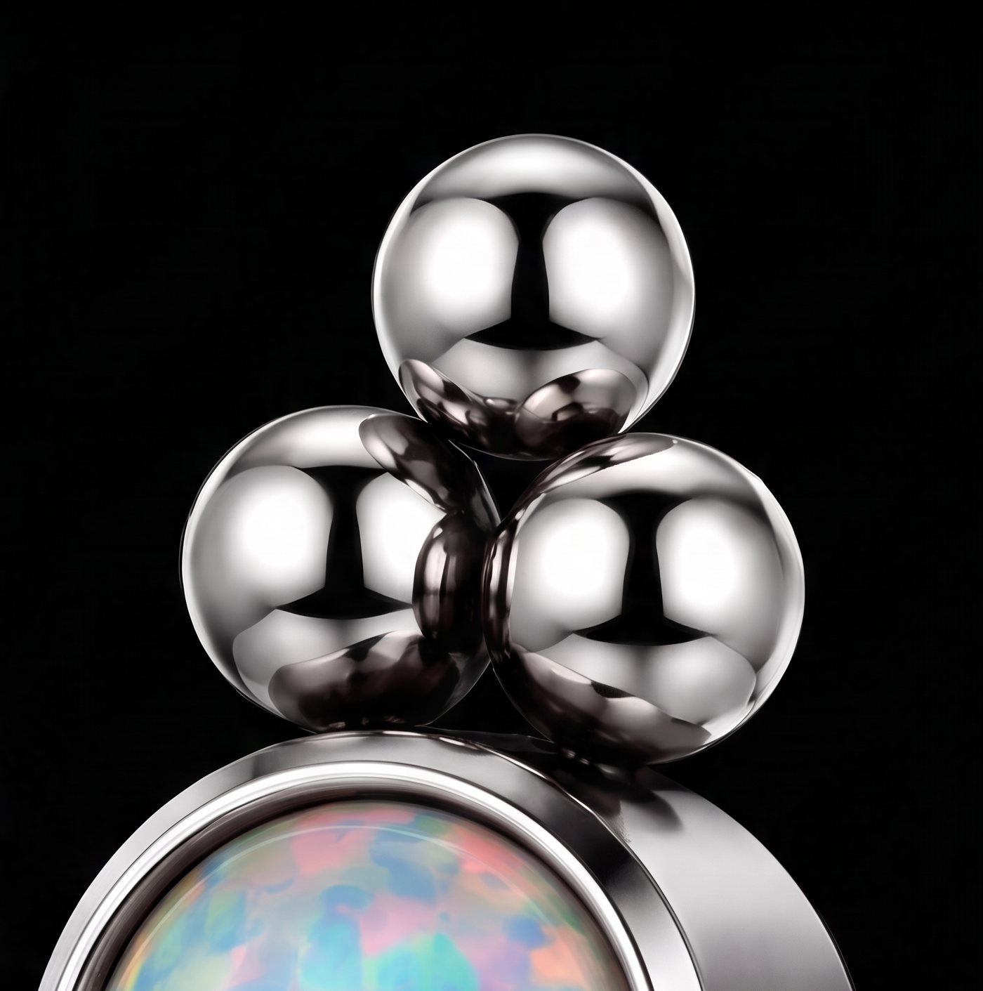 Iris — Three opals descending in titanium