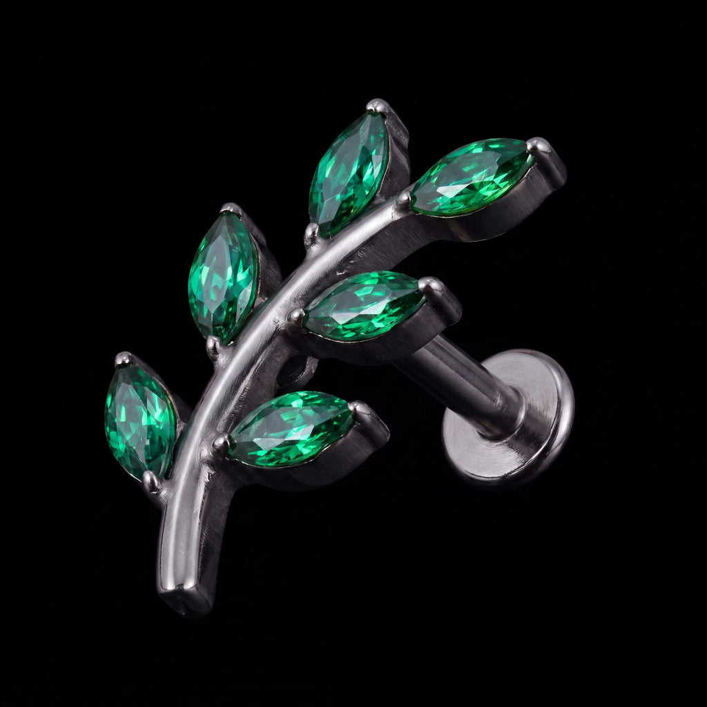 Olive — A silver branch of six green leaves