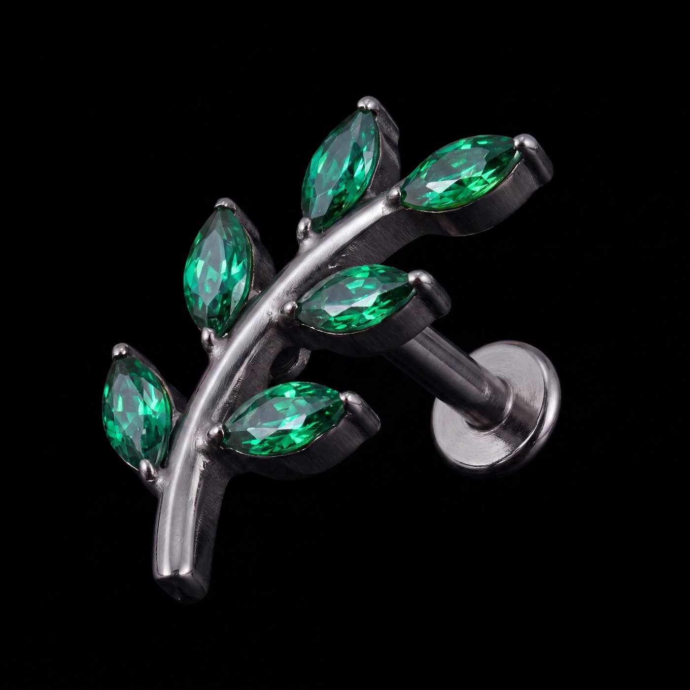 Olive — A silver branch of six green leaves