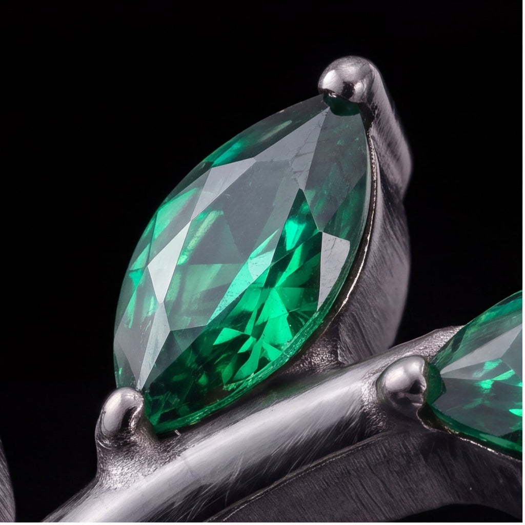 Olive — A silver branch of six green leaves