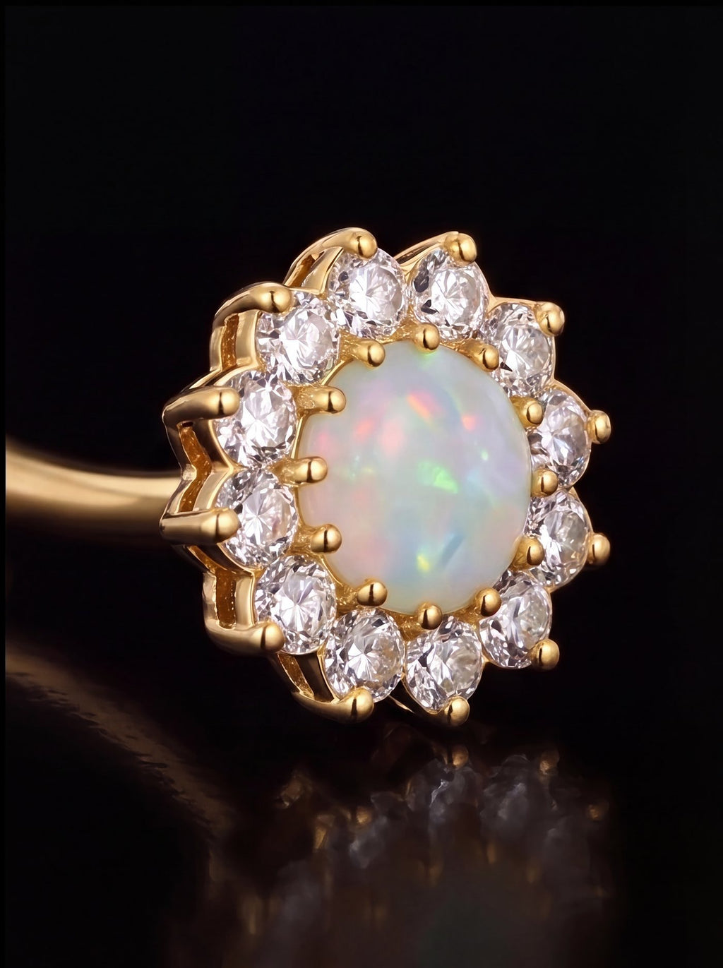 Opaline — An opal bloom haloed in crystal