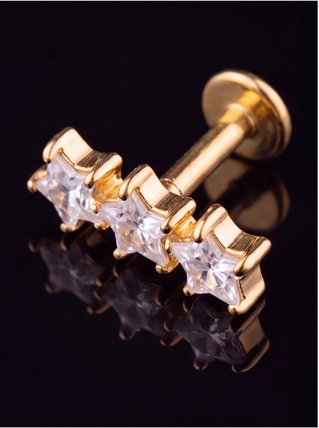 Stella — Three star-cut crystals ascending
