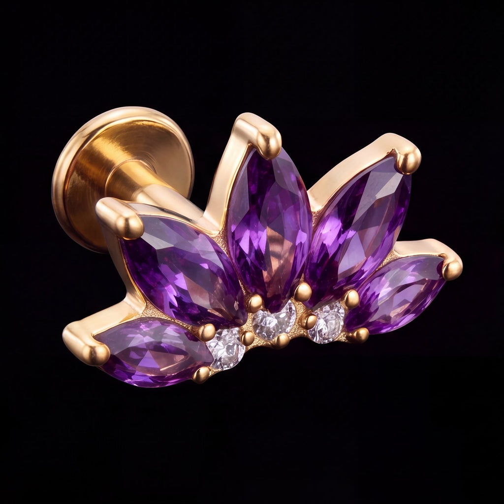 Mira — Amethyst marquise petals in gold