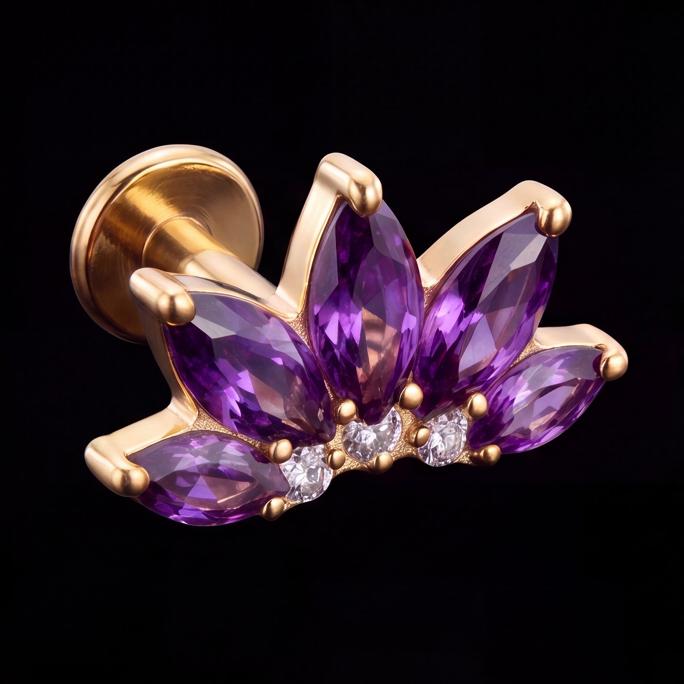 Mira — Amethyst marquise petals in gold