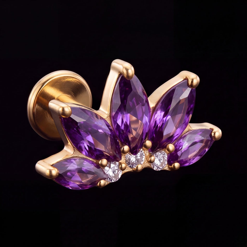 Mira — Amethyst marquise petals in gold
