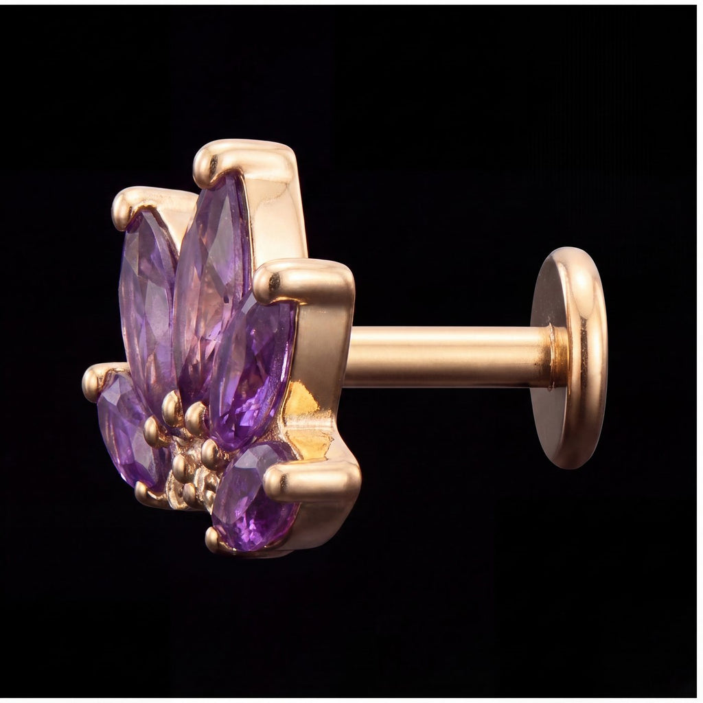 Mira — Amethyst marquise petals in gold