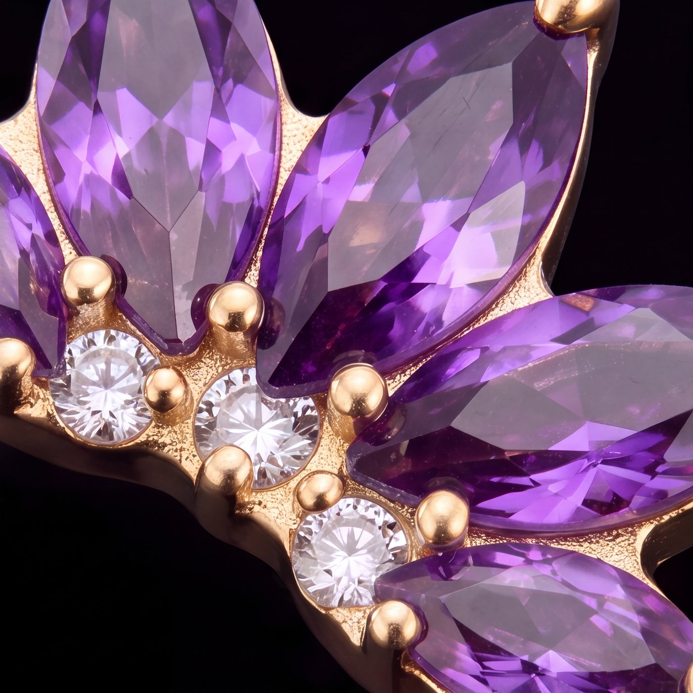 Mira — Amethyst marquise petals in gold