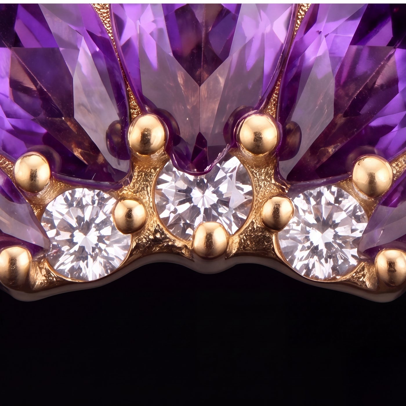 Mira — Amethyst marquise petals in gold